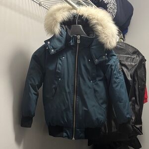Moose Knuckles Teal Parka with Fur Trim